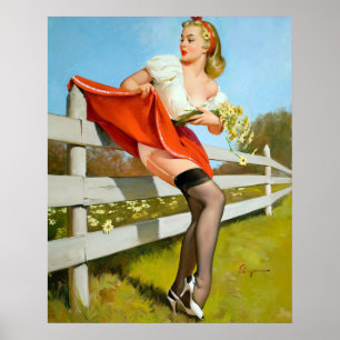 Voorzichtig op Fence Pin Up Poster