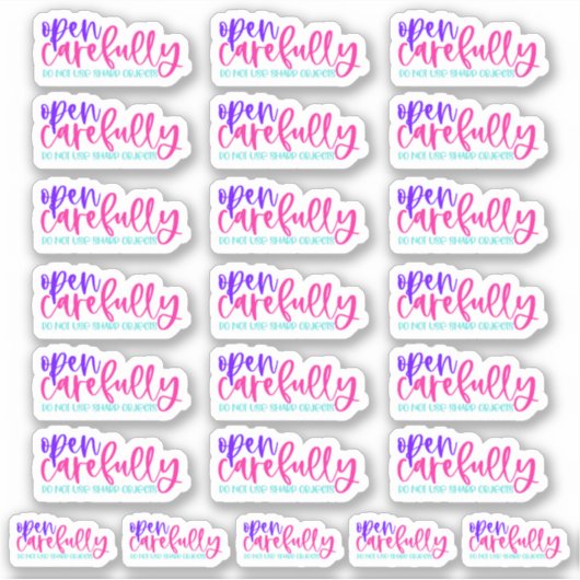 Voorzichtig openen, geen scherpe voorwerpen gebrui sticker (Voorkant)