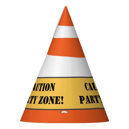 "Voorzichtig Party Zone" Bouwthema Verjaardag Feesthoedjes (Links)