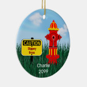 Voorzichtig Slippertje Grass Dog Puppy Fire Hydran Keramisch Ornament (Rechts)