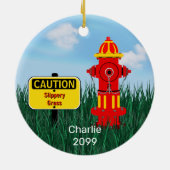 Voorzichtig Slippertje Grass Dog Puppy Fire Hydran Keramisch Ornament (Achterkant)