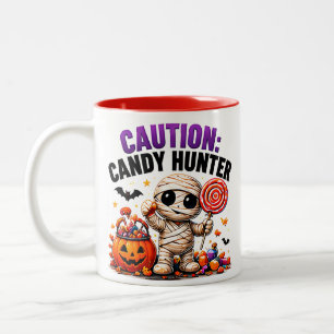 Voorzichtig Snoepjager Grappige Halloween Mummie C Tweekleurige Koffiemok