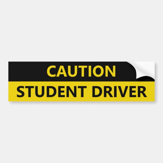 Voorzichtig Student driver yellow black Car Bumpersticker (Voorkant)