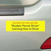 Voorzichtig Student Permit Driver Bumpersticker (Op auto)