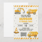 Voorzichtig! Uitnodiging voor bouwverjaardag (Voorkant / Achterkant)