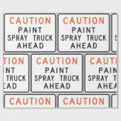 Voorzichtig Verf Spray Truck Ahead Cadeaupapier (Vlak)