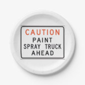 Voorzichtig Verf Spray Truck Ahead Papieren Bordje (Voorkant)