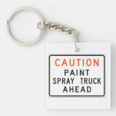 Voorzichtig Verf Spray Truck Ahead Sleutelhanger (Voorkant)