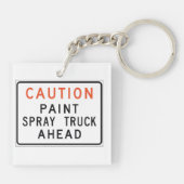 Voorzichtig Verf Spray Truck Ahead Sleutelhanger (Achterkant)