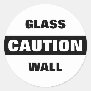 Voorzichtige glazen wand ronde sticker
