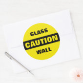Voorzichtige glazen wand ronde sticker (Envelop)