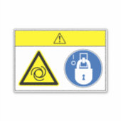 Voorzichtigheid/apparatuur begint automatisch met  sticker (Voorkant)