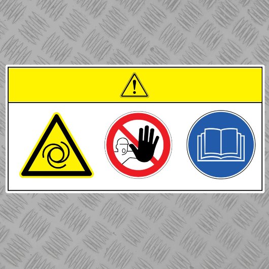 Voorzichtigheid/apparatuur begint automatisch met sticker