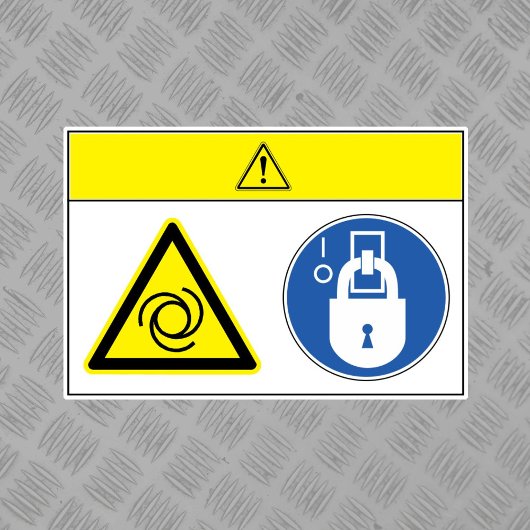 Voorzichtigheid/apparatuur begint automatisch met  sticker