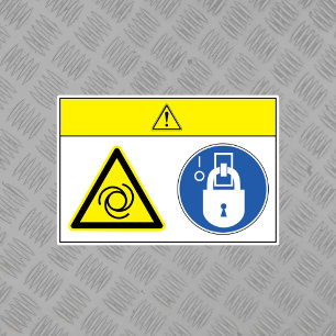 Voorzichtigheid/apparatuur begint automatisch met sticker