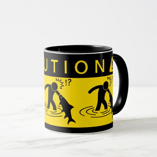 Voorzichtigheid: Attack Fish Mok (Voorkant rechts)