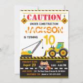 Voorzichtigheid bij bouw dumptruck jongen verjaard kaart (Voorkant)