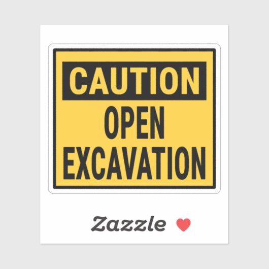 Voorzichtigheid bij open opgraving sticker (Vel)