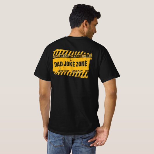 Voorzichtigheid bij tekstontwerp Pap Joke Zone T-S T-shirt (Achterkant volledig)