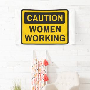 Voorzichtigheid bij vrouwen die werken spandoek