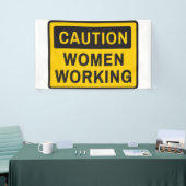 Voorzichtigheid bij vrouwen die werken spandoek (Beurs)