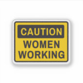 Voorzichtigheid bij vrouwen die werken sticker (Voorkant)
