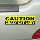 VOORZICHTIGHEID, CRAZY CAT LADY BUMPERSTICKER (Op auto)