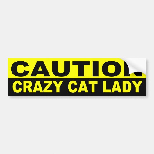 VOORZICHTIGHEID, CRAZY CAT LADY BUMPERSTICKER (Voorkant)