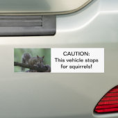 Voorzichtigheid: dit voertuig stopt voor eekhoorns bumpersticker (Op auto)
