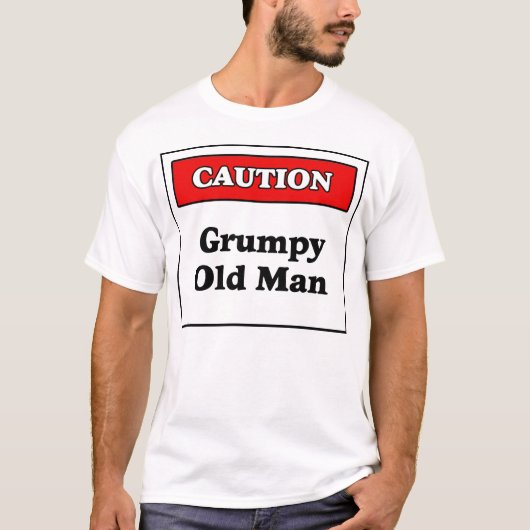 Voorzichtigheid: Grumpy Old Man T-shirt (Voorkant)
