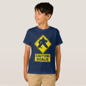 Voorzichtigheid: Hockey Goalie Kinderen Tee Shirt (Voorkant volledig)