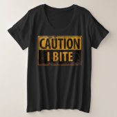 VOORZICHTIGHEID - I BITE rustmetaalwaarschuwingsbo Grote Maat T-shirt (Design voorkant)