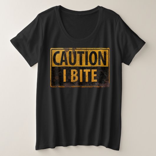 VOORZICHTIGHEID - I BITE rustmetaalwaarschuwingsbo Grote Maat T-shirt (Design voorkant)