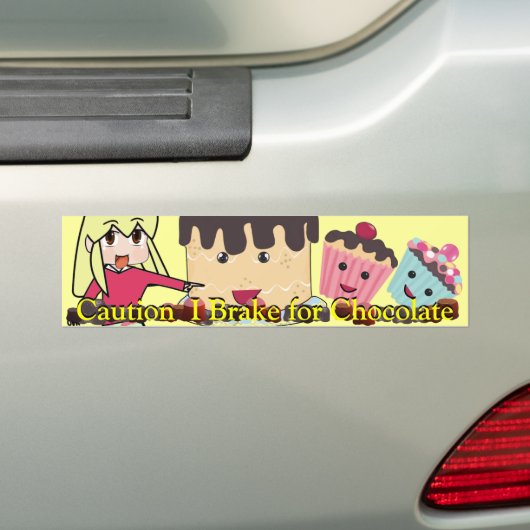 Voorzichtigheid I remmen voor Chocolate Chibi - Ge Bumpersticker (Op auto)