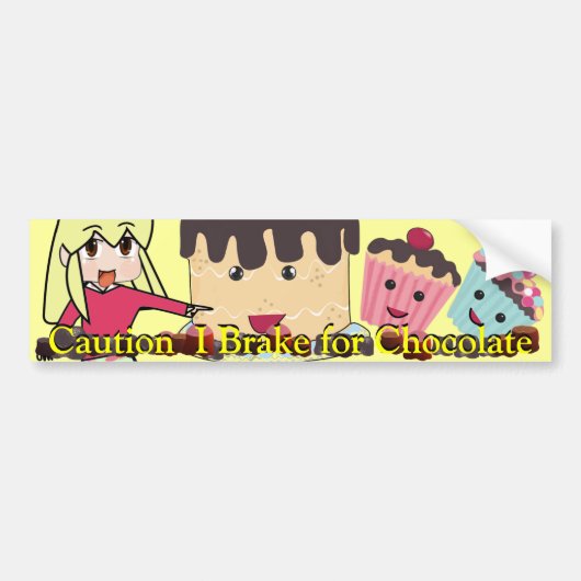 Voorzichtigheid I remmen voor Chocolate Chibi - Ge Bumpersticker (Voorkant)