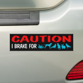 Voorzichtigheid, ik remmen voor (dieren), autowrak bumpersticker (Op auto)