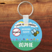 Voorzichtigheid is geboden bij pinda Allergy Alert Sleutelhanger (Voorkant)