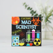 Voorzichtigheid Mad Wetenschapper Verjaardagsfeest Kaart (Staand voorkant)
