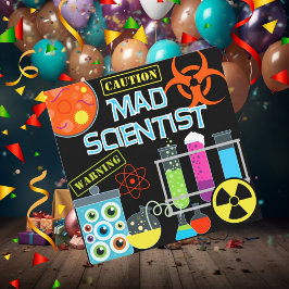 Voorzichtigheid Mad Wetenschapper Verjaardagsfeest Kaart