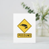 Voorzichtigheid met Possum 2, Traffic Warning Sign Briefkaart (Staand voorkant)