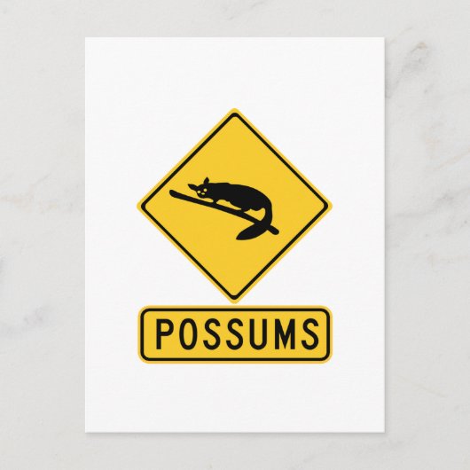 Voorzichtigheid met Possum 2, Traffic Warning Sign Briefkaart (Voorkant)