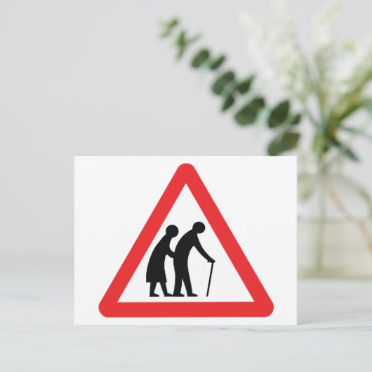 VOORZICHTIGHEID Ouderen - verkeersborden in het Ve Briefkaart (Staand voorkant)