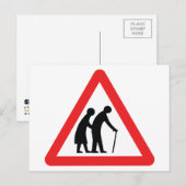 VOORZICHTIGHEID Ouderen - verkeersborden in het Ve Briefkaart (Voorkant / Achterkant)
