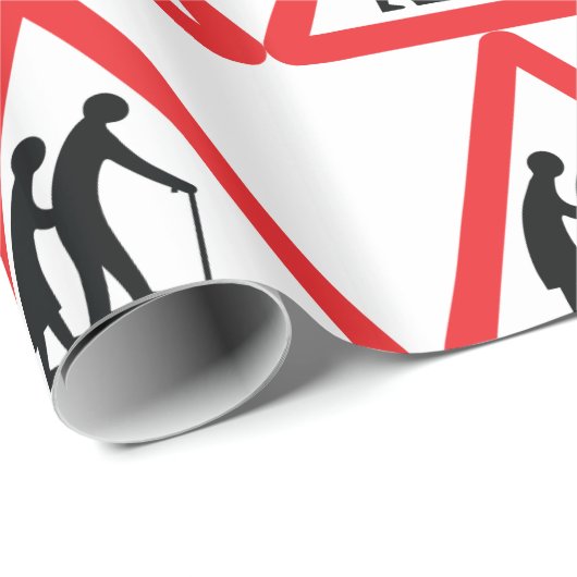 VOORZICHTIGHEID Ouderen - verkeersborden in het Ve Cadeaupapier (Rol Hoek)