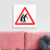 VOORZICHTIGHEID Ouderen - verkeersborden in het Ve Canvas Afdruk (Insitu (Woonkamer))