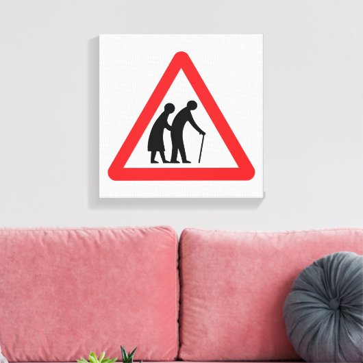 VOORZICHTIGHEID Ouderen - verkeersborden in het Ve Canvas Afdruk (Insitu (Woonkamer))
