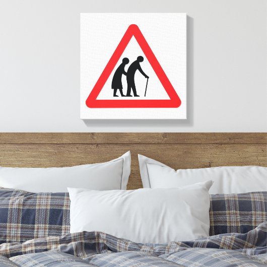 VOORZICHTIGHEID Ouderen - verkeersborden in het Ve Canvas Afdruk (Insitu (Slaapkamer))