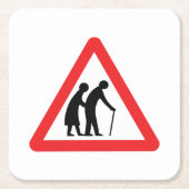 VOORZICHTIGHEID Ouderen - verkeersborden in het Ve Kartonnen Onderzetters (Voorkant)