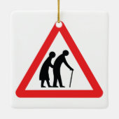VOORZICHTIGHEID Ouderen - verkeersborden in het Ve Keramisch Ornament (Achterkant)