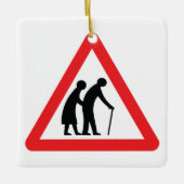 VOORZICHTIGHEID Ouderen - verkeersborden in het Ve Keramisch Ornament (Voorkant)